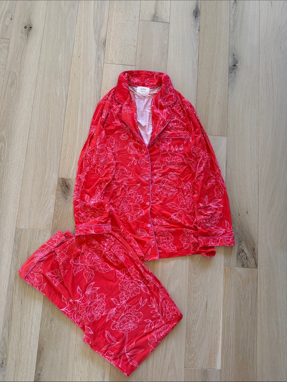 In my Sundays Women's Red Floral Pajama Set - M